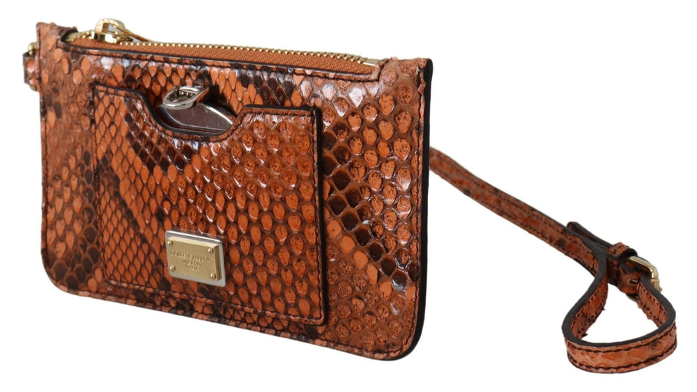 Dolce & Gabbana Brown Leather Coin Purse Wristlet Mirror Agnese Wallet