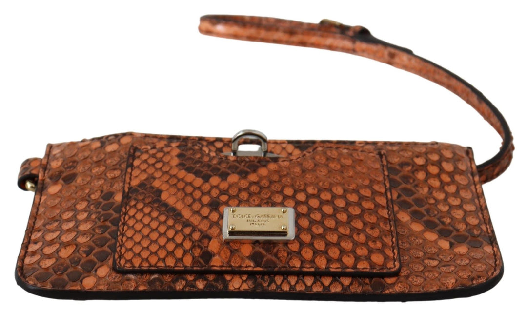 Dolce &amp; Gabbana Brown Leather Coin Purse Wristlet Mirror Agnese Wallet