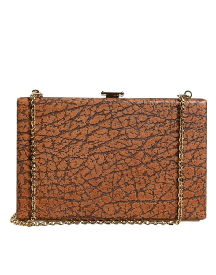 Dolce &amp; Gabbana - Brown Leather Gold Frame Clutch Mini Crossbody Bag