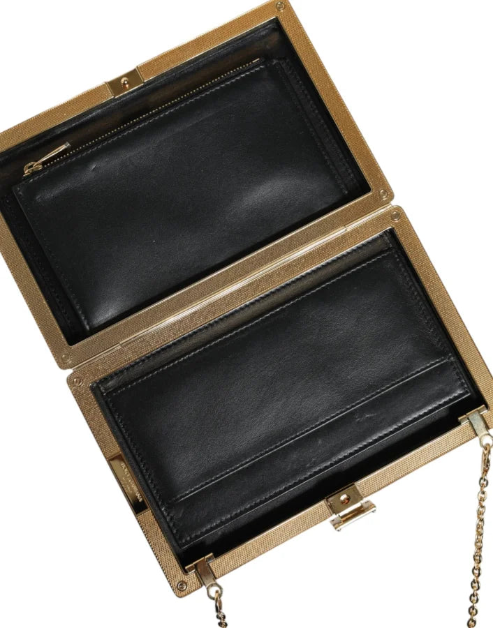 Dolce &amp; Gabbana - Brown Leather Gold Frame Clutch Mini Crossbody Bag