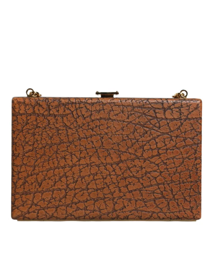 Dolce &amp; Gabbana - Brown Leather Gold Frame Clutch Mini Crossbody Bag
