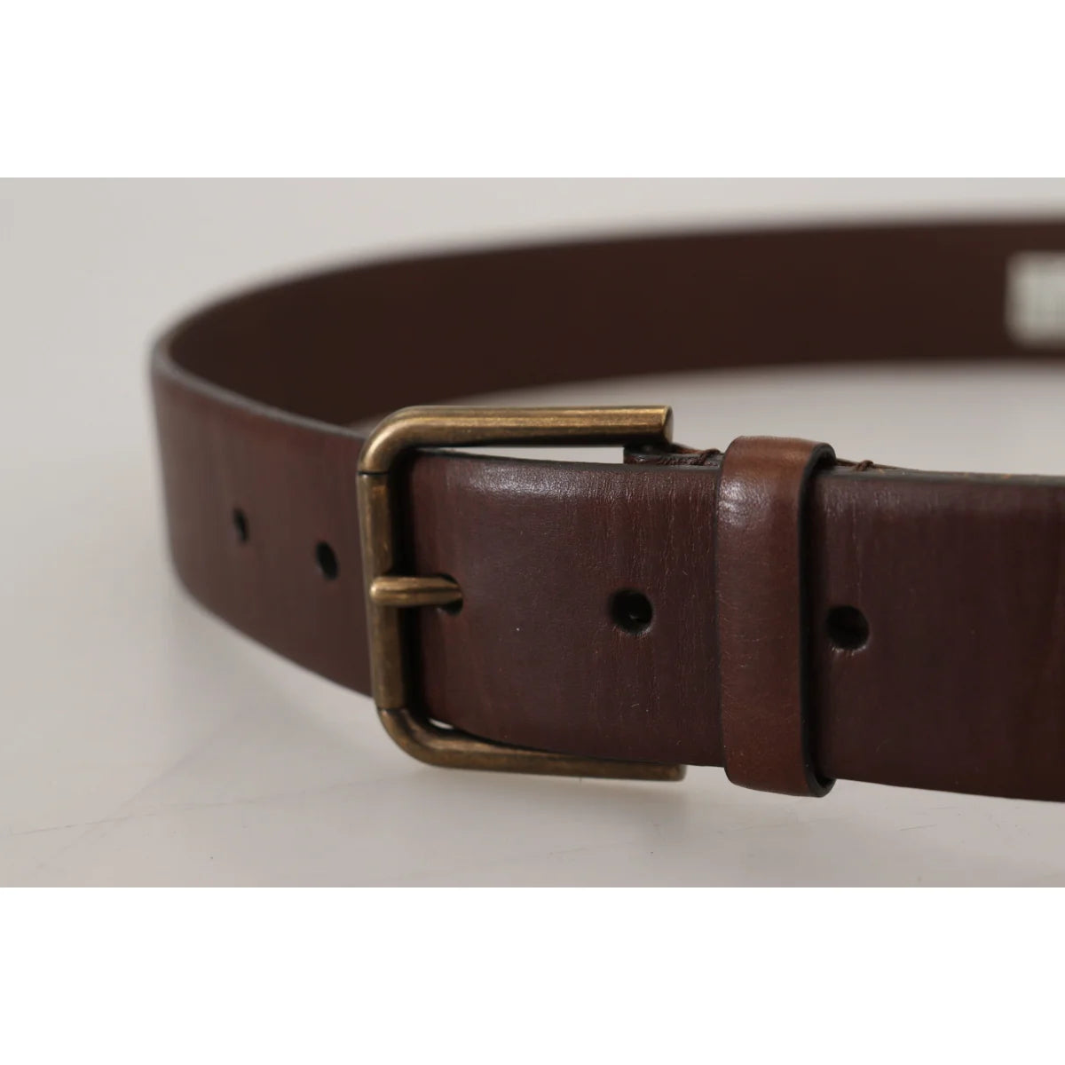 Dolce & Gabbana Brown Leather Gold Metal Buckle Carabiner Belt