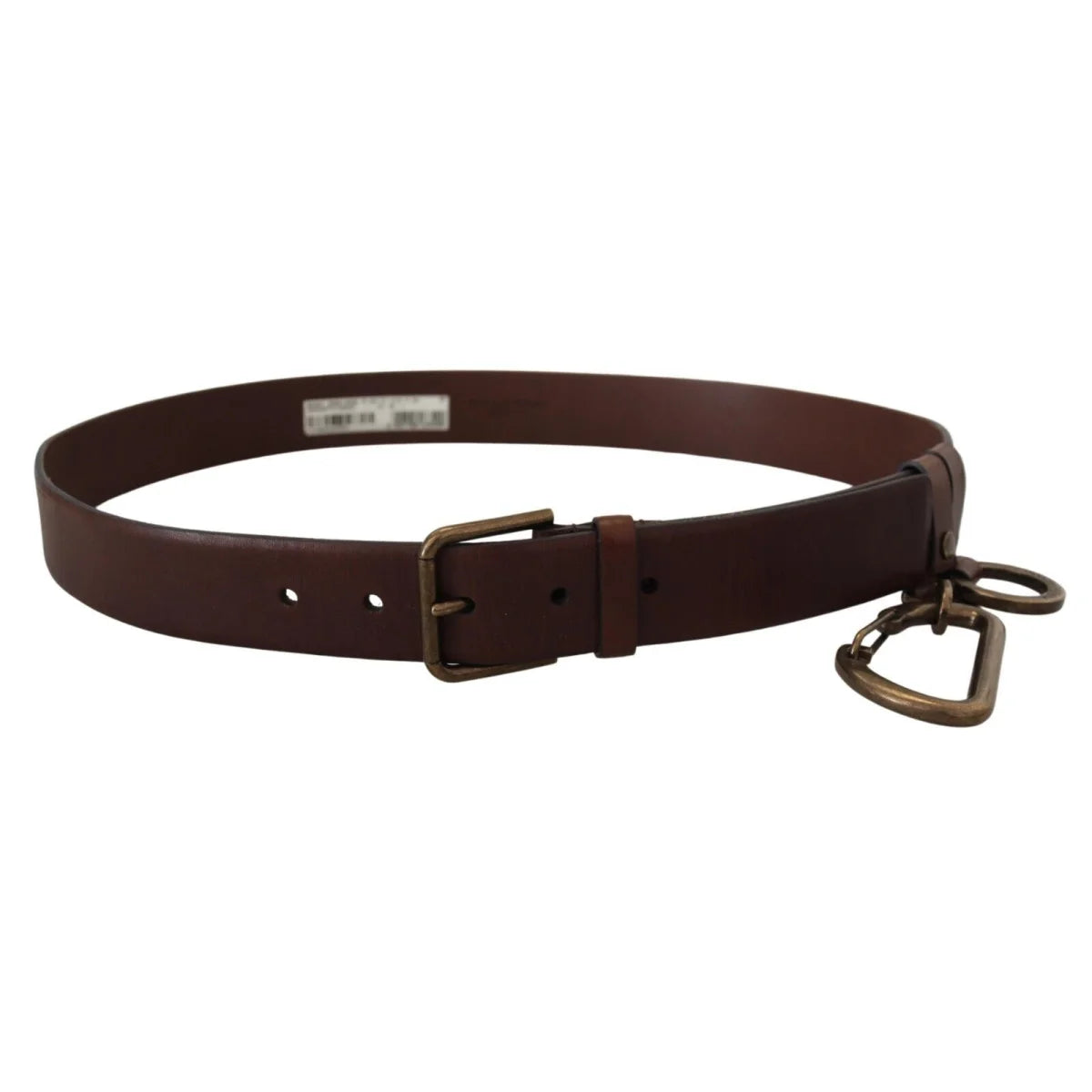 Dolce & Gabbana Brown Leather Gold Metal Buckle Carabiner Belt