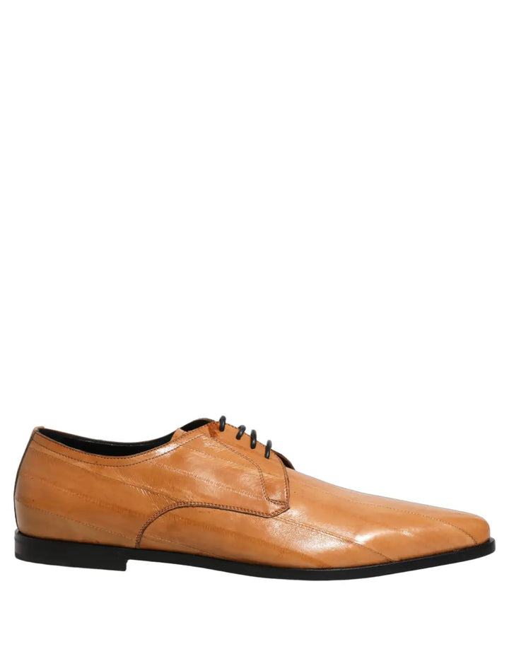 Dolce &amp; Gabbana Brown Leather Lace Up Men Derby Dress Shoes