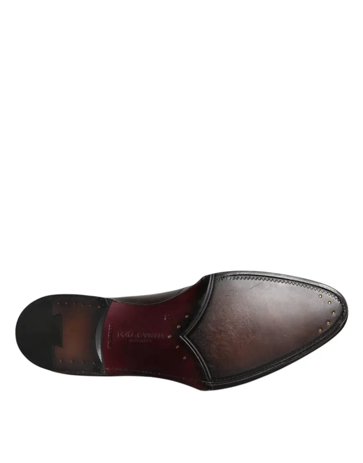 Dolce &amp; Gabbana Brown Leather Lace Up Men Derby Formal Shoes