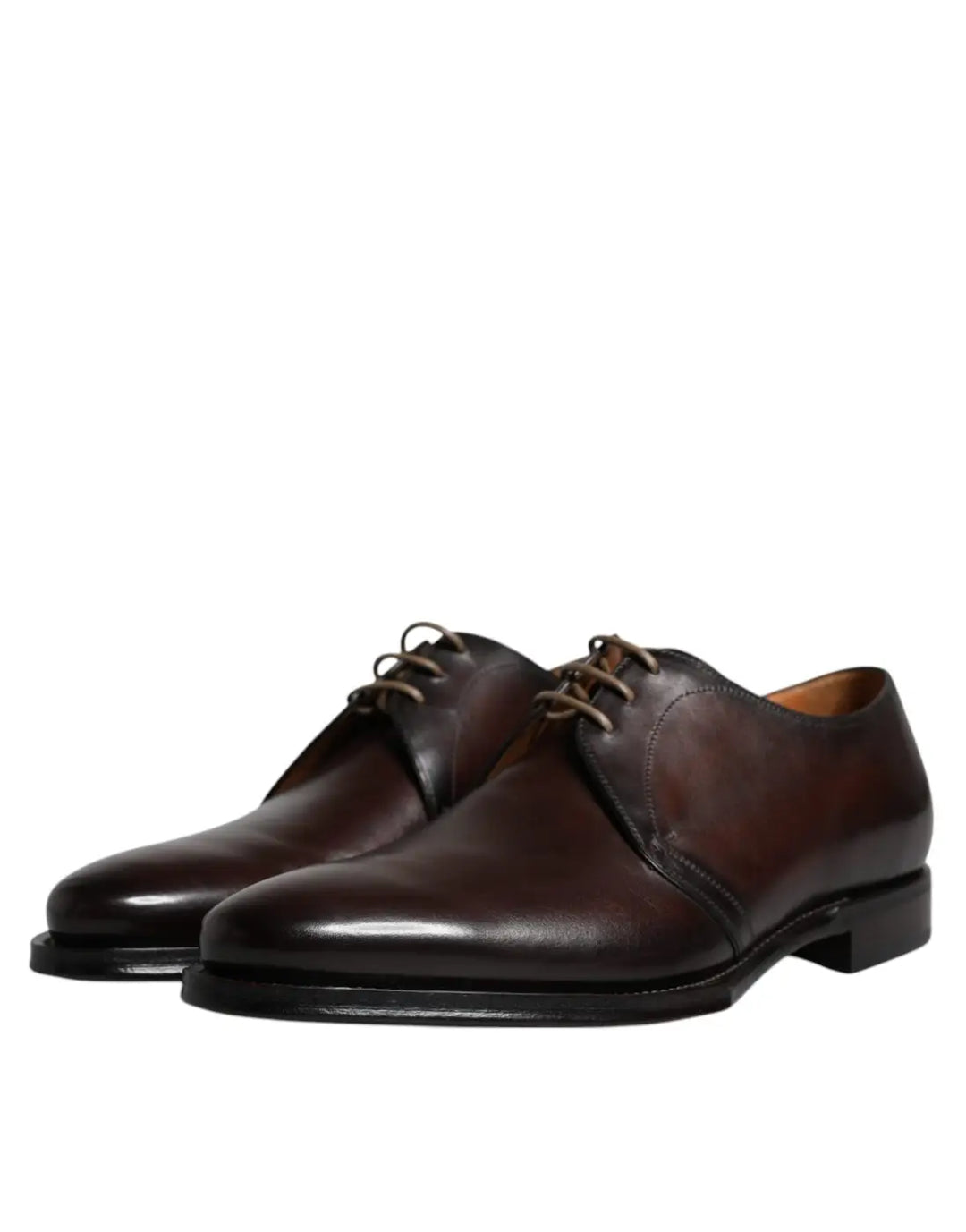 Dolce &amp; Gabbana Brown Leather Lace Up Men Derby Formal Shoes