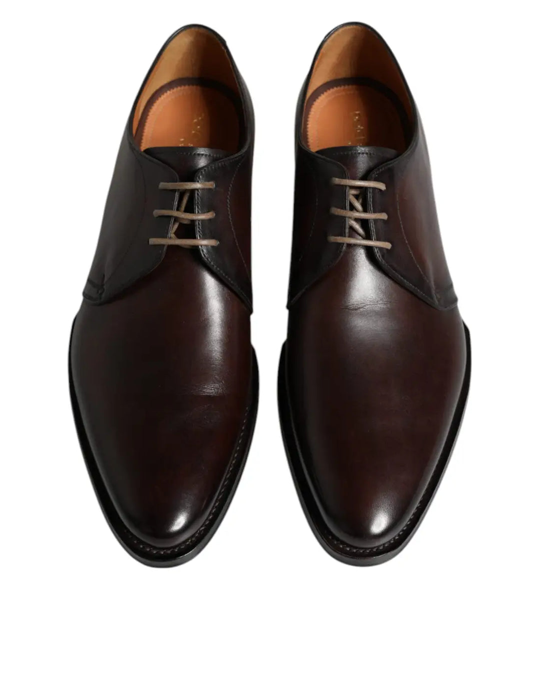 Dolce &amp; Gabbana Brown Leather Lace Up Men Derby Formal Shoes