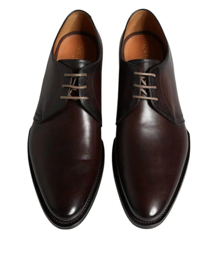 Dolce &amp; Gabbana Brown Leather Lace Up Men Derby Formal Shoes