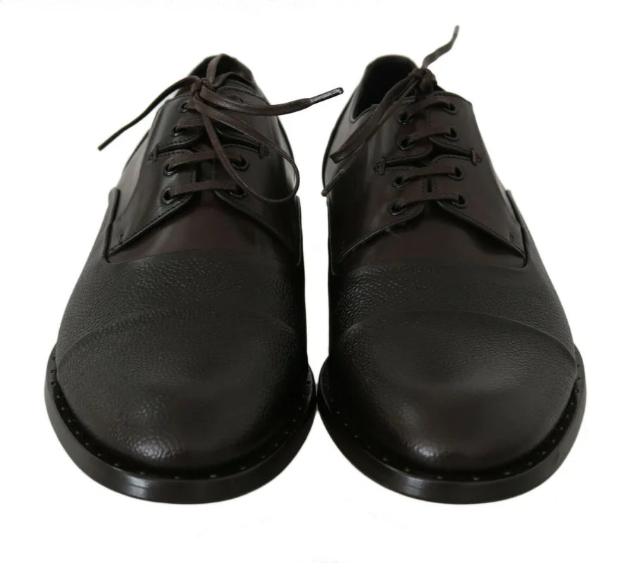 Dolce &amp; Gabbana Brown Leather Laceups Dress Mens Shoes