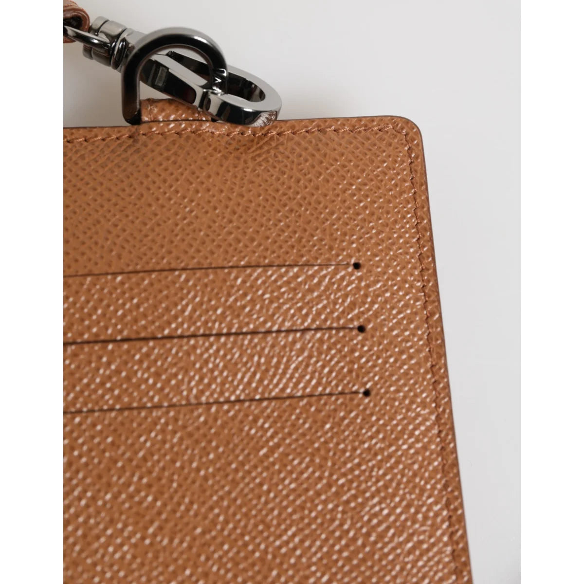 Dolce and Gabbana Brown Leather Lanyard Cardholder with Logo Patch &