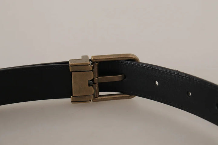 Dolce &amp; Gabbana Brown Leather Leopard Print Bronze Metal Buckle Belt