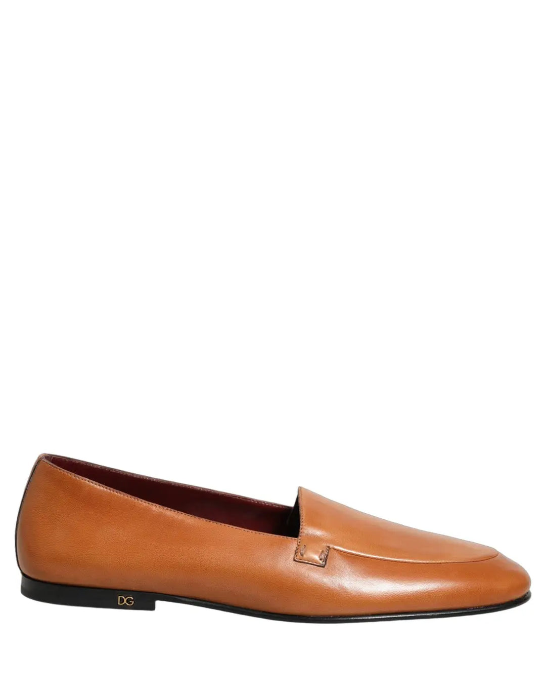 Dolce &amp; Gabbana Brown Leather Logo Slip On Men Loafers Shoes