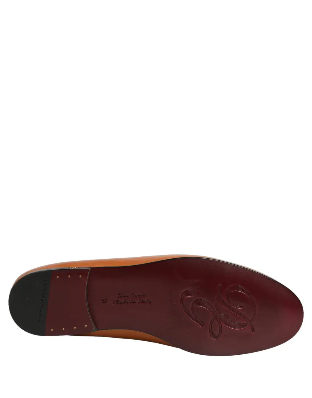 Dolce &amp; Gabbana Brown Leather Logo Slip On Men Loafers Shoes