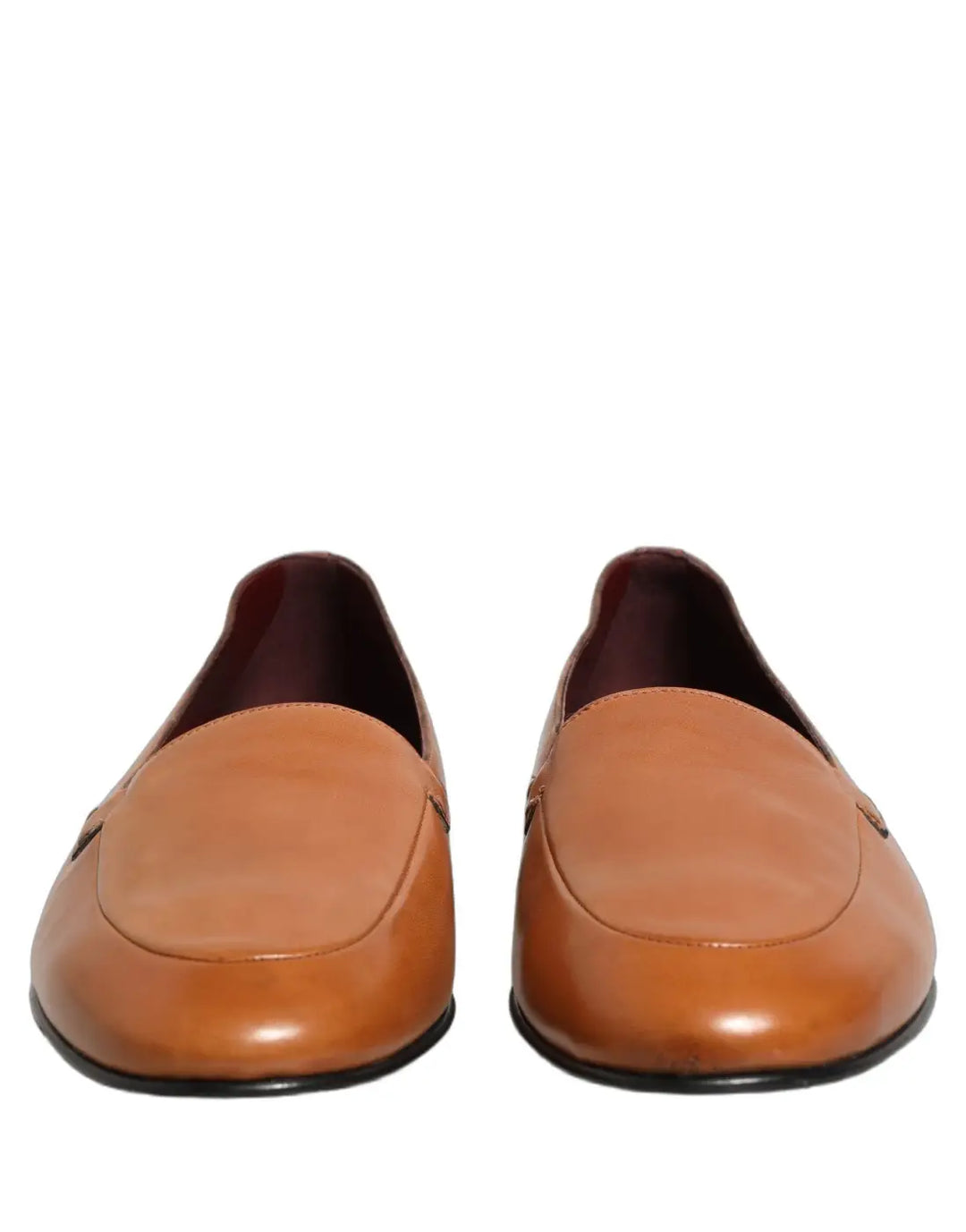 Dolce &amp; Gabbana Brown Leather Logo Slip On Men Loafers Shoes