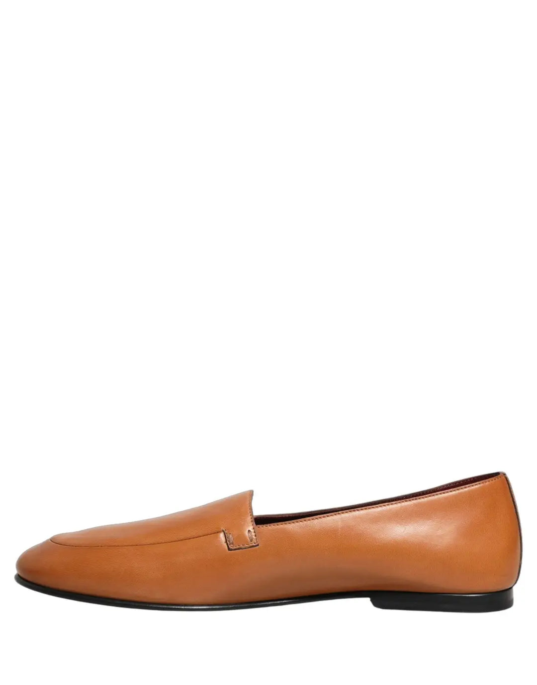 Dolce &amp; Gabbana Brown Leather Logo Slip On Men Loafers Shoes