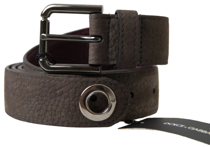 Dolce &amp; Gabbana Brown Leather Metal Buckle Men Cintura Belt