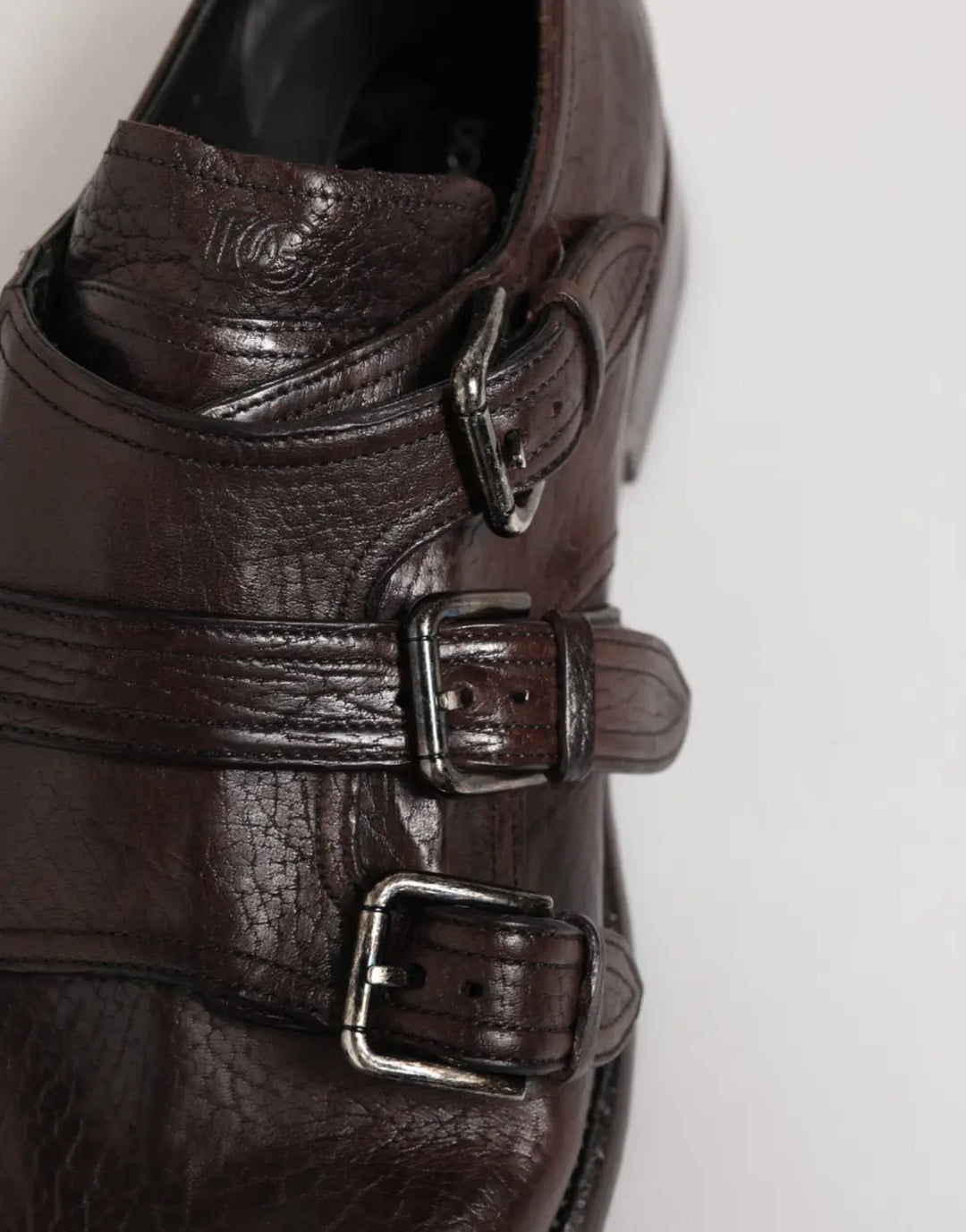 Dolce &amp; Gabbana Brown Leather Monk Strap Formal Derby Shoes