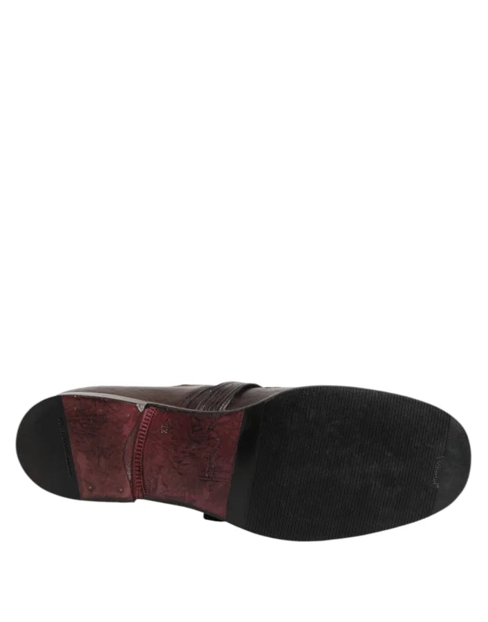 Dolce &amp; Gabbana Brown Leather Monk Strap Formal Derby Shoes