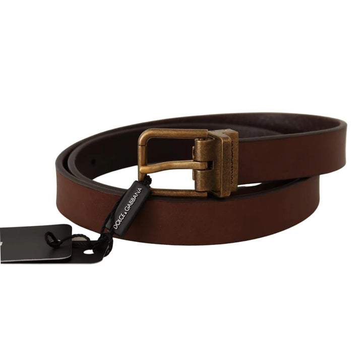 Dolce & Gabbana Brown Leather Rustic Buckle Cintura Belt