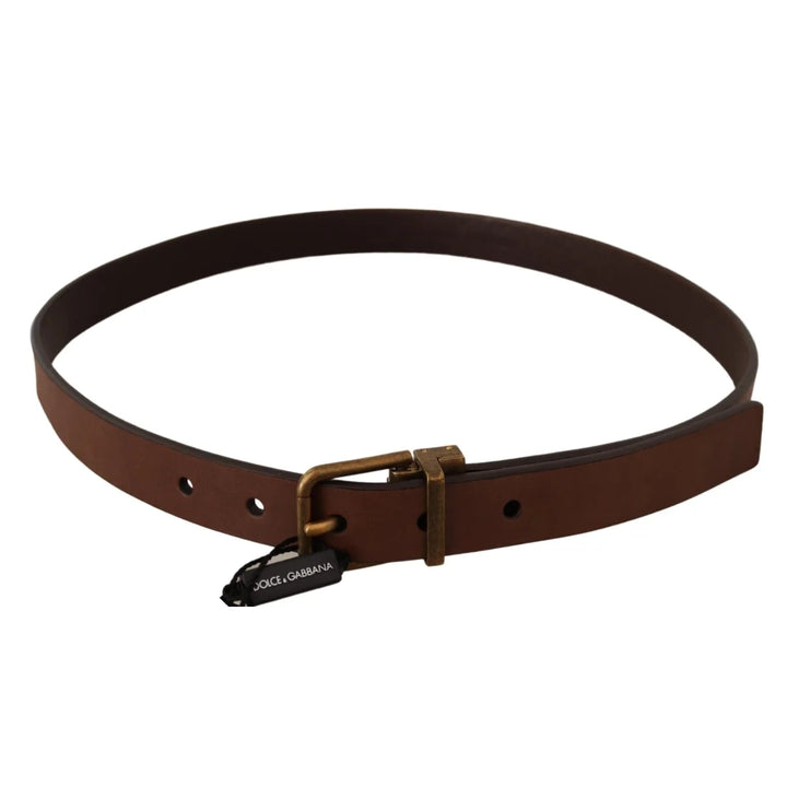 Dolce & Gabbana Brown Leather Rustic Buckle Cintura Belt