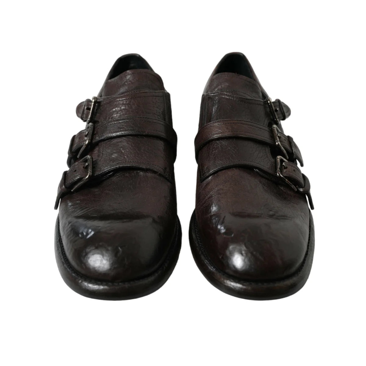 Dolce Gabbana Brown Leather Strap Buckle Dress Shoes Exude Luxury &