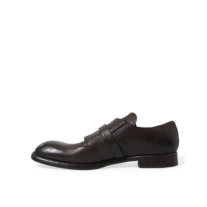Dolce Gabbana Brown Leather Strap Buckle Dress Shoes Exude Luxury &