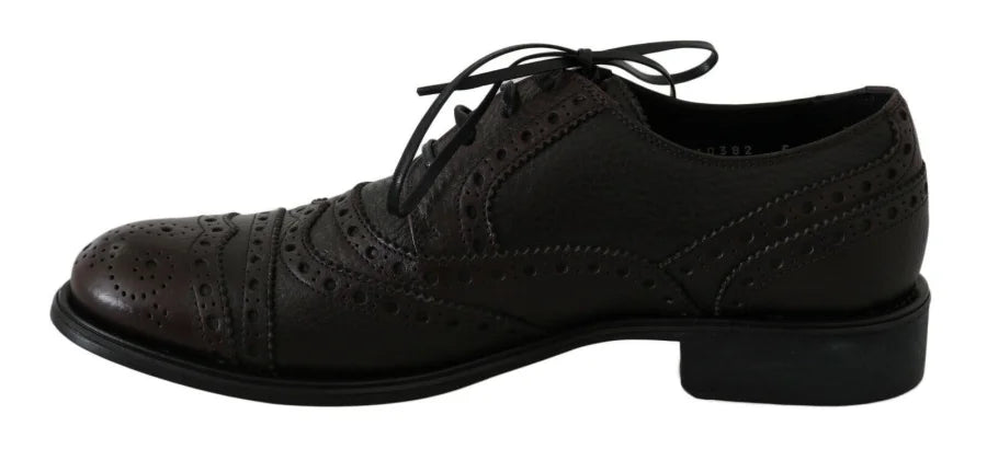 Dolce &amp; Gabbana Brown Leather Wingtip Derby Formal Shoes