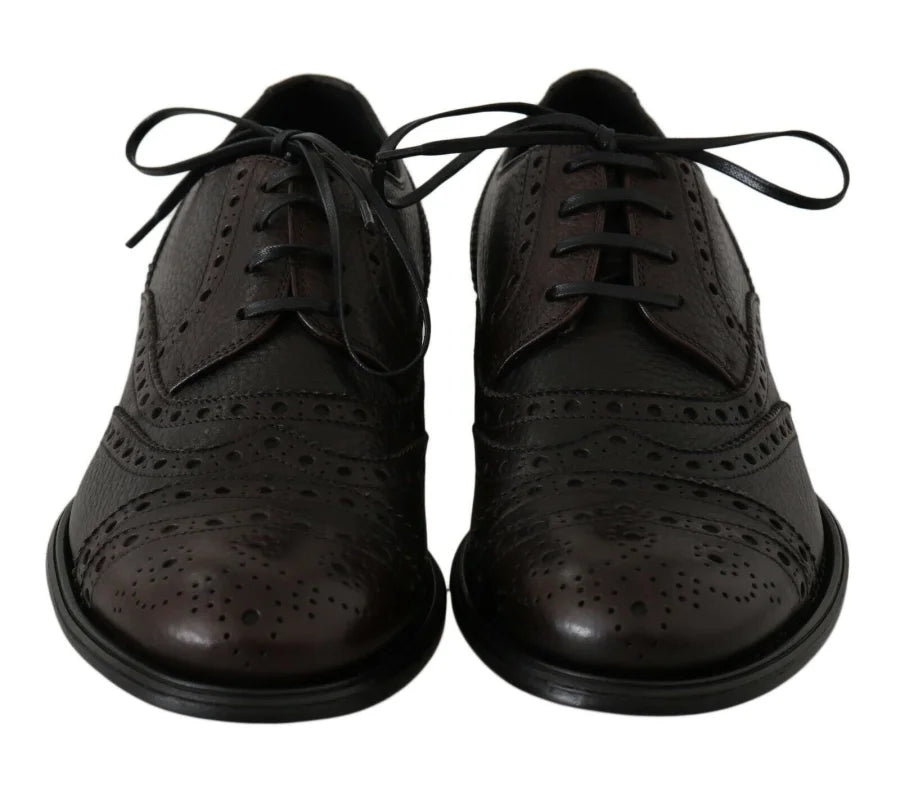 Dolce &amp; Gabbana Brown Leather Wingtip Derby Formal Shoes