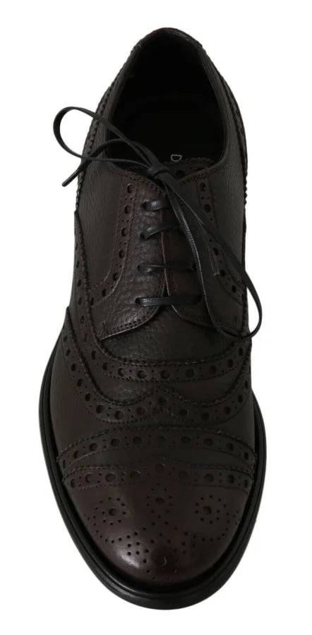 Dolce &amp; Gabbana Brown Leather Wingtip Derby Formal Shoes