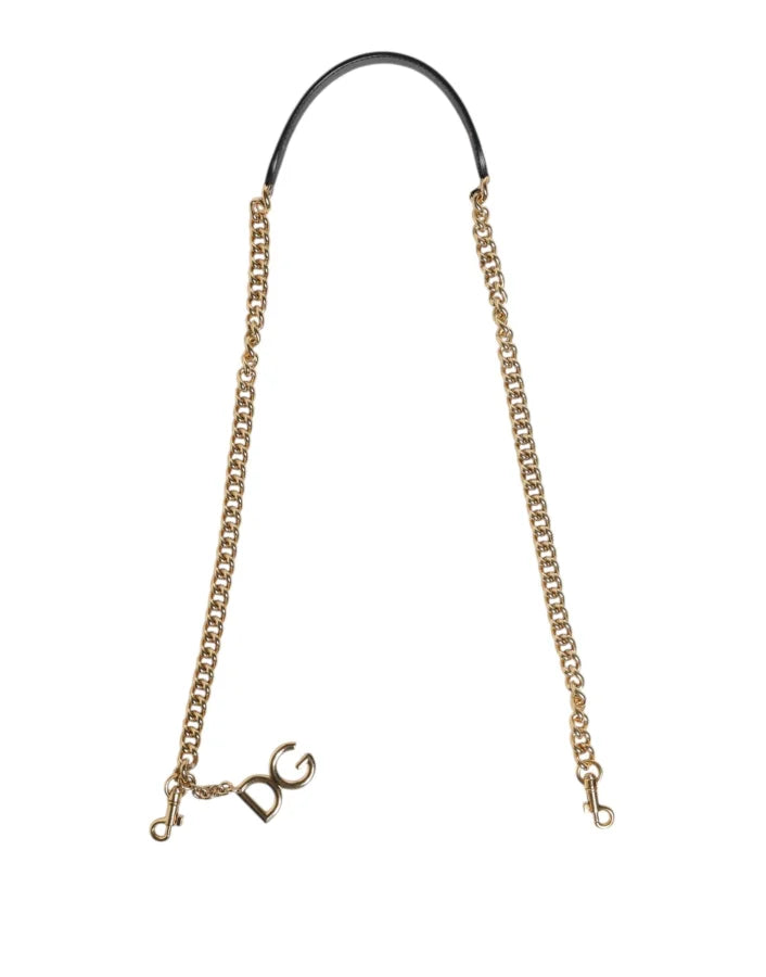 Dolce &amp; Gabbana Brown Leopard Gold Brass Chain Accessory Shoulder Strap