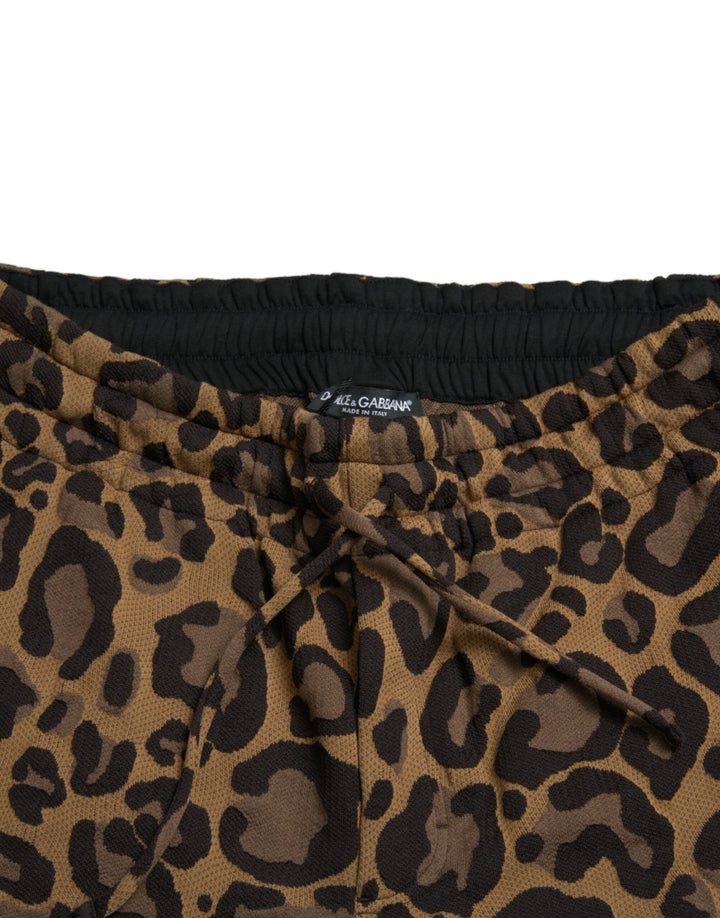 Dolce &amp; Gabbana Brown Leopard Jacquard Jogger Pants