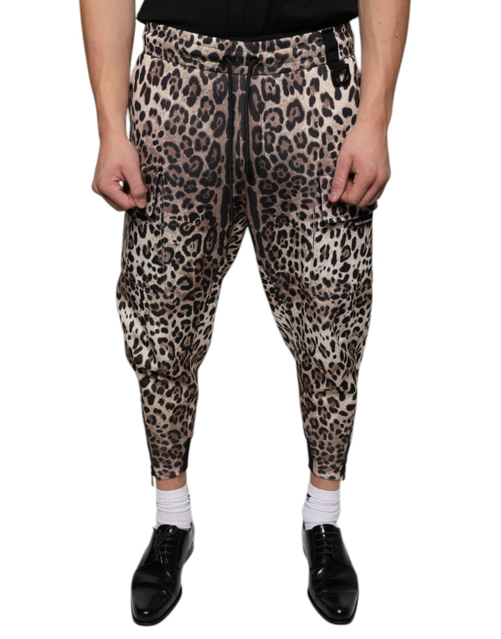 Dolce &amp; Gabbana Brown Leopard Polyester Jogger Pants