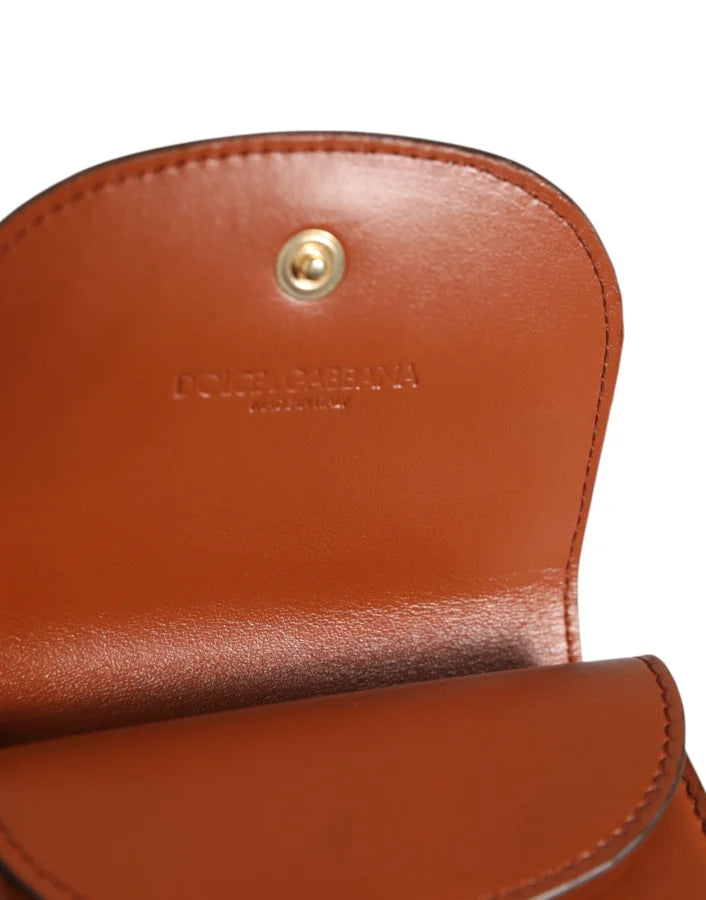 Dolce &amp; Gabbana Brown Leopard Print Calf Leather Small Coin Purse Wallet