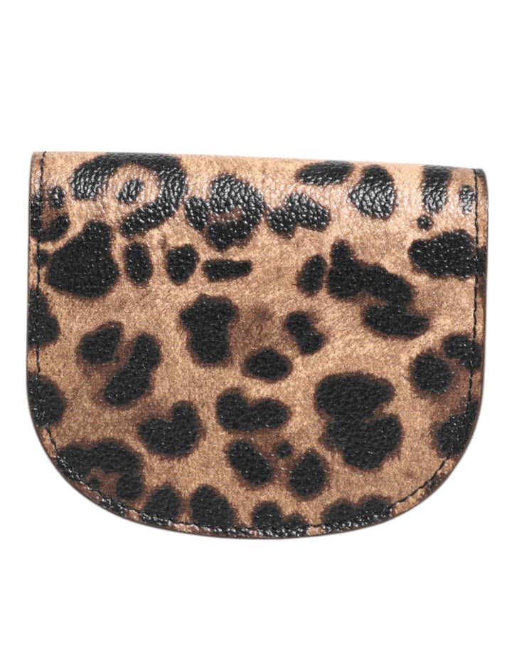 Dolce &amp; Gabbana Brown Leopard Print Calf Leather Small Coin Purse Wallet