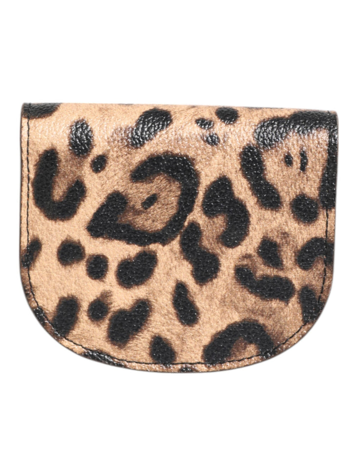 Dolce &amp; Gabbana Brown Leopard Print Calf Leather Small Coin Purse Wallet