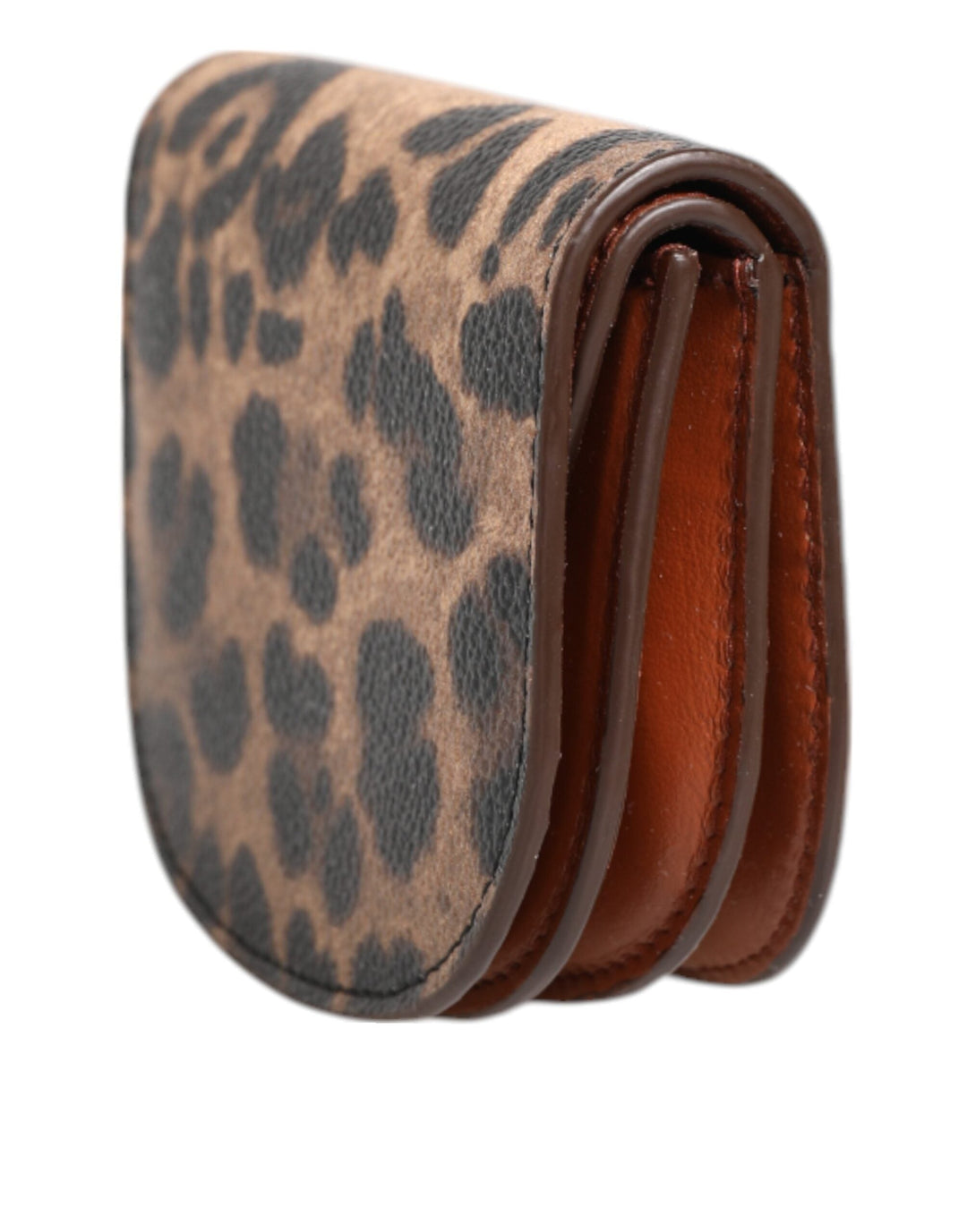Dolce &amp; Gabbana Brown Leopard Print Calf Leather Small Coin Purse Wallet