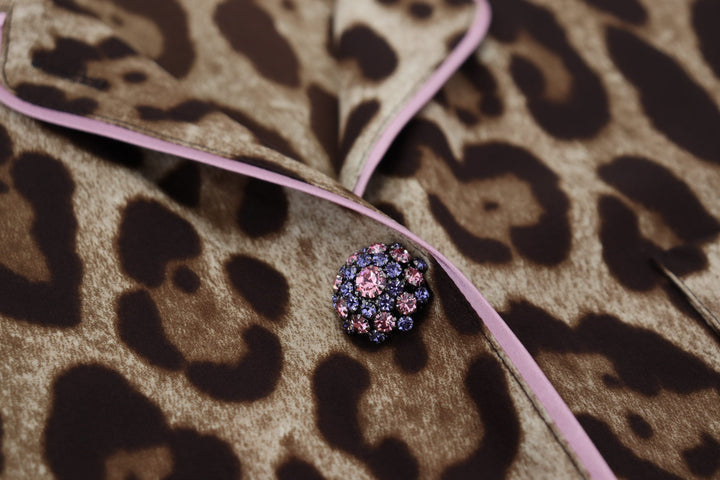 Dolce &amp; Gabbana - Brown Leopard Print Long Sleeves Blouse Top