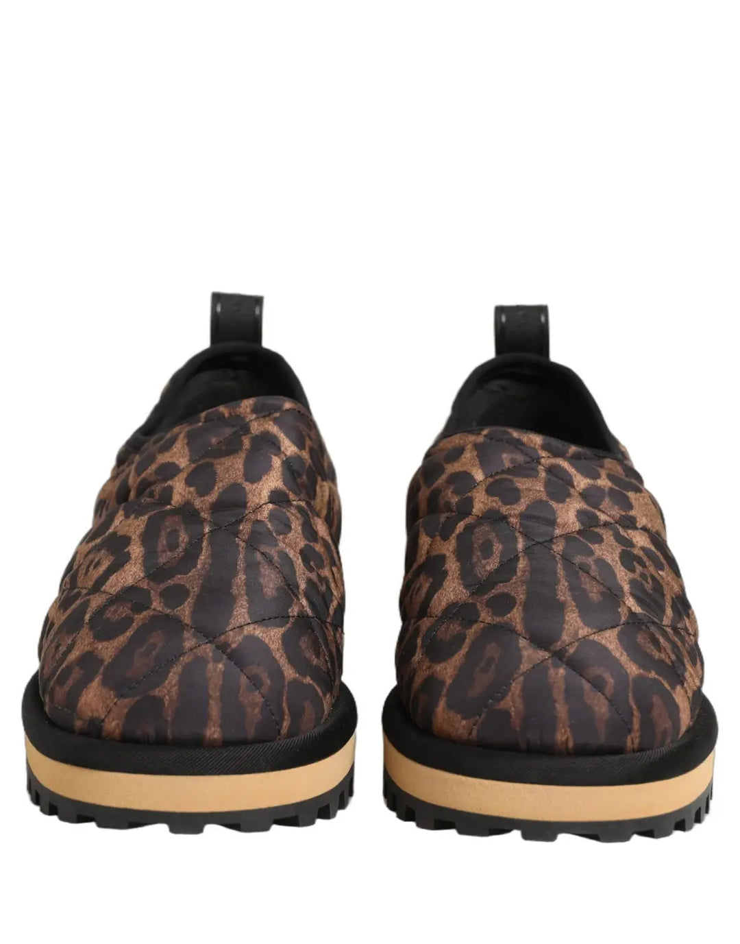 Dolce &amp; Gabbana Brown Leopard Print Quilted Men Sneakers Shoes