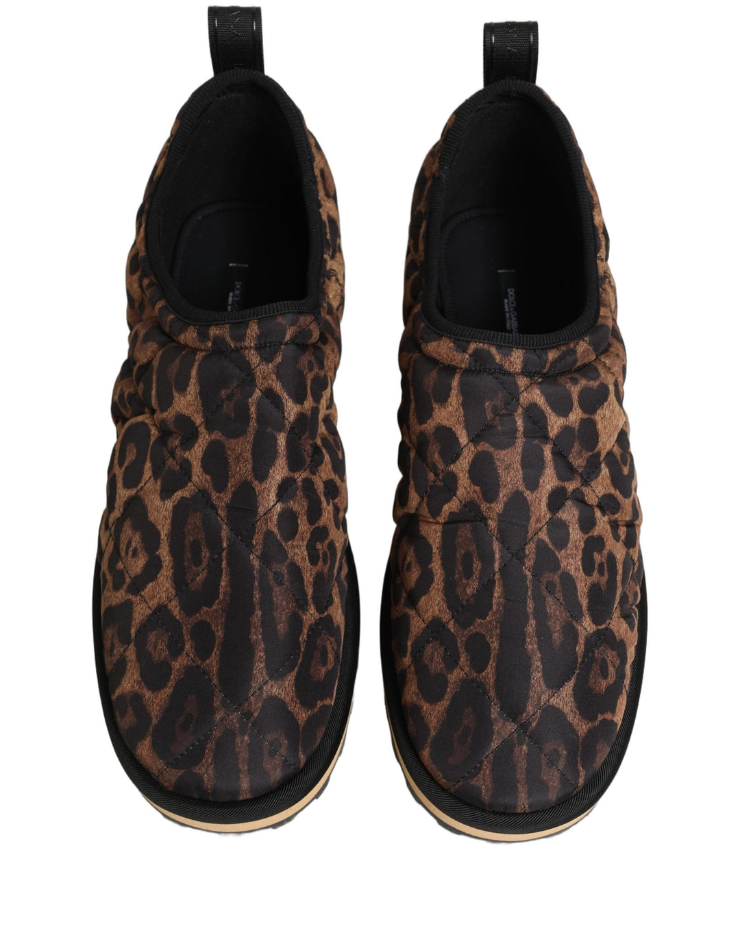 Dolce &amp; Gabbana Brown Leopard Print Quilted Men Sneakers Shoes
