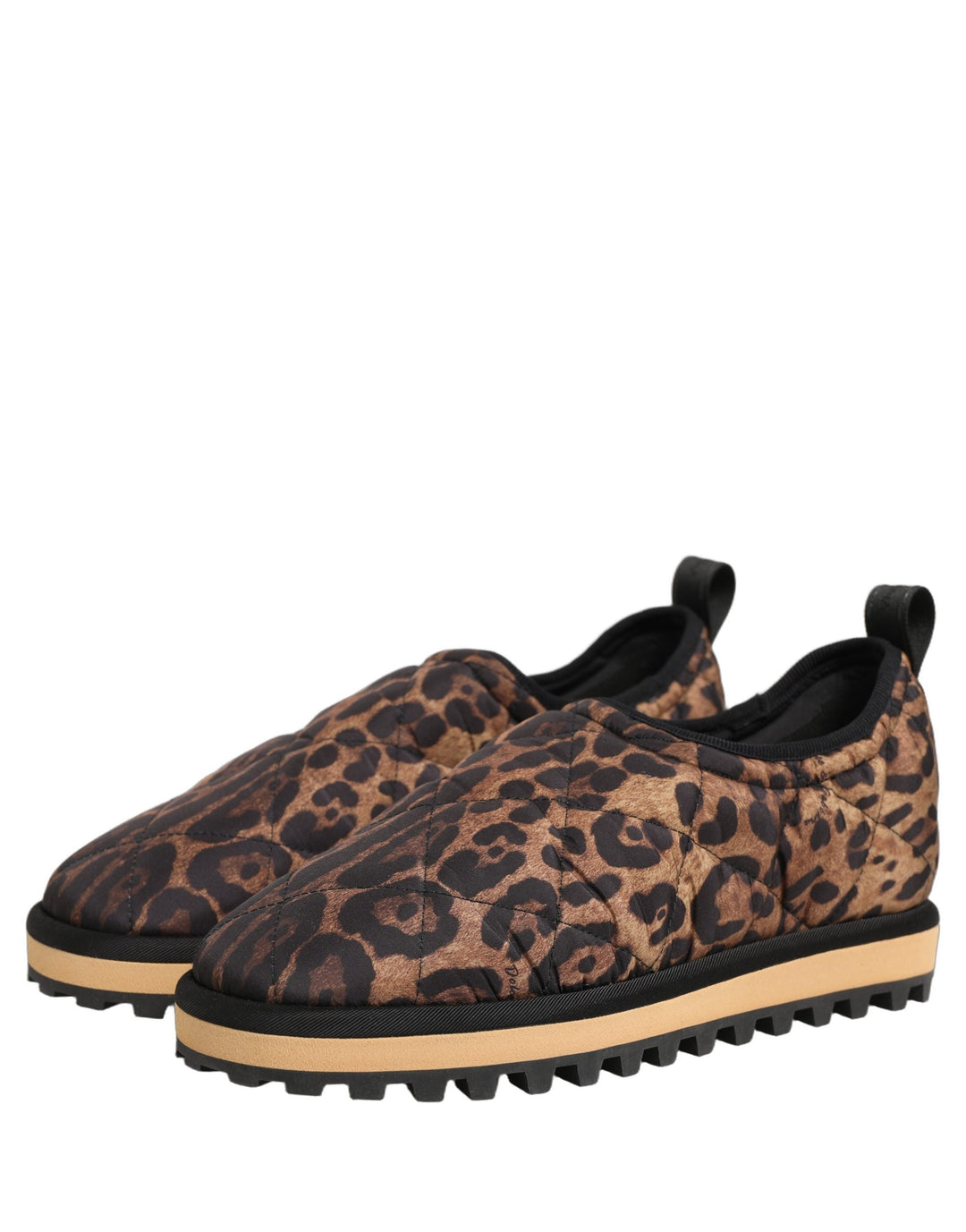 Dolce &amp; Gabbana Brown Leopard Print Quilted Men Sneakers Shoes