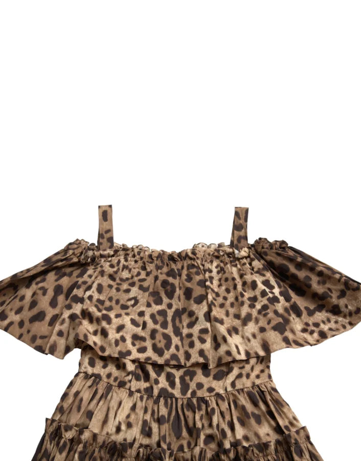 Dolce &amp; Gabbana Brown Leopard Print Sleeveless A-line Dress
