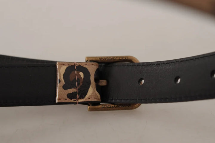Dolce &amp; Gabbana Brown Leopard Print Vintage Metal Waist Buckle Belt