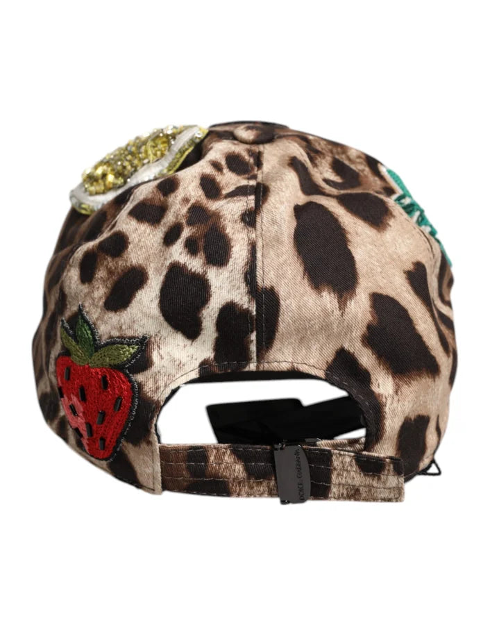 Dolce &amp; Gabbana Brown Leopard Sequin Sicily Baseball Cap