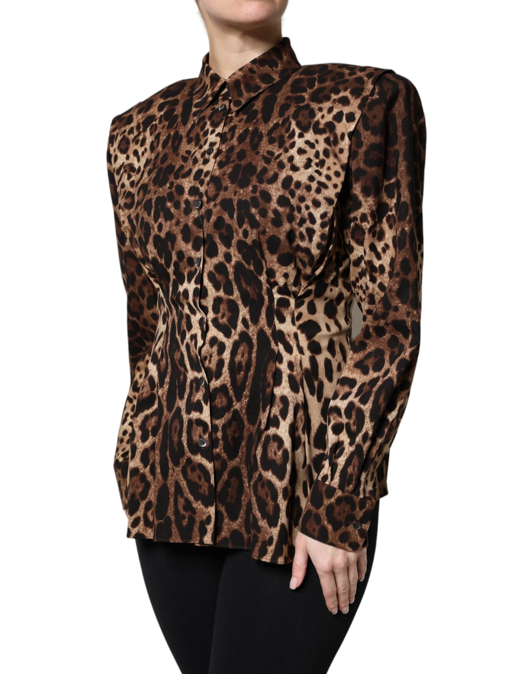 Dolce &amp; Gabbana Coats Jackets - Brown Leopard Silk Button Down Coat Jacket
