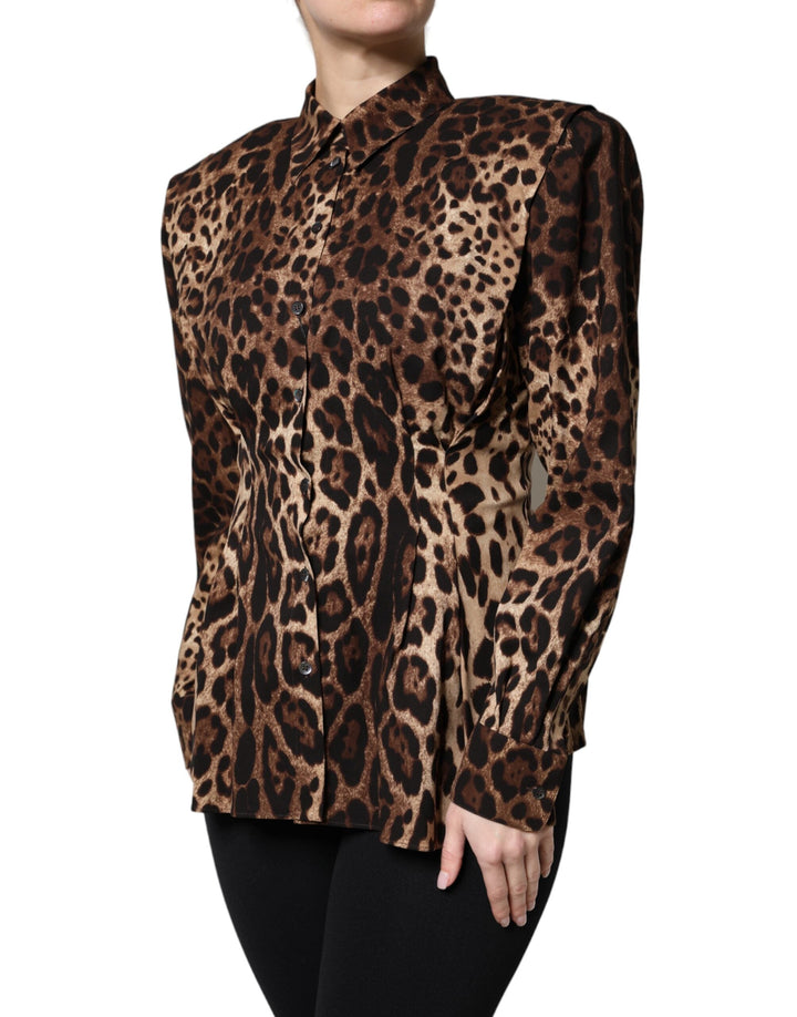 Dolce &amp; Gabbana Coats Jackets - Brown Leopard Silk Button Down Coat Jacket