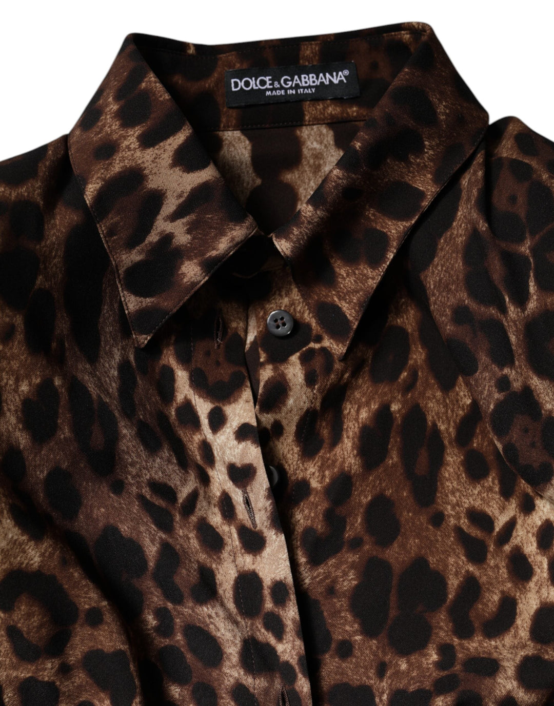 Dolce &amp; Gabbana Coats Jackets - Brown Leopard Silk Button Down Coat Jacket