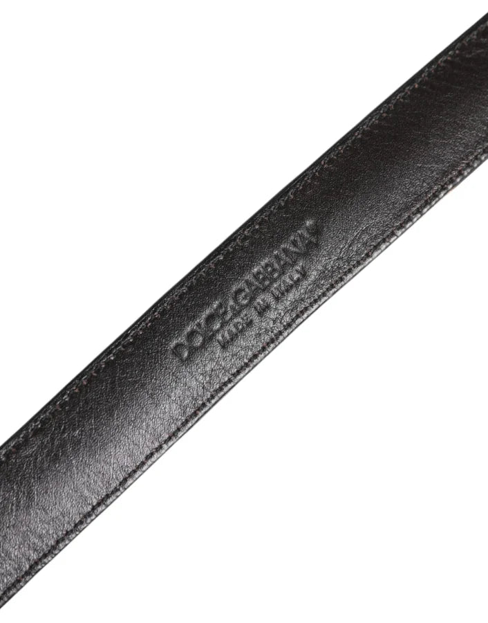 Dolce &amp; Gabbana Brown Leopard Silver Metal Buckle Belt