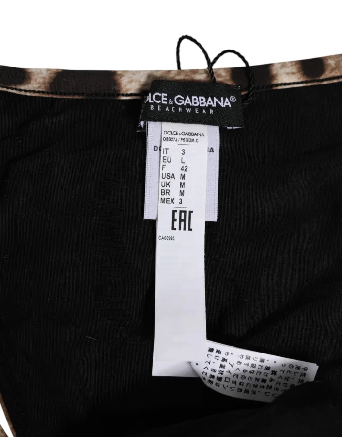 Dolce &amp; Gabbana Brown Leopard Triangle Tanga Panty Underwear