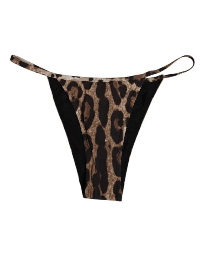 Dolce &amp; Gabbana Brown Leopard Triangle Tanga Panty Underwear