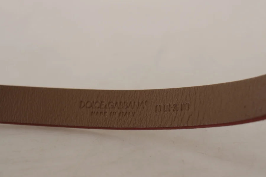 Dolce &amp; Gabbana Brown Logo Engraved Metal Waist Buckle Belt